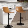 Black Minimalist Bar Stool Set (2 PCS) with Concrete Coffee Counter