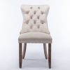 Velvet dining chair set of 2 button tufted backrest with loop pull design, modern style for kitchen dining room or living room seating