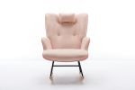35.5 inch Rocking Chair, Soft Houndstooth Fabric Leather Fabric Rocking Chair for Nursery