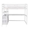 Twin Size Loft Bed with Desk and Shelves;  Two Built-in Drawers