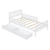 Twin Size Wood Platform Bed with Guardrails on Both Sides and Two Storage Drawers