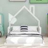 Twin Size Wood Floor Bed with House-shaped Headboard