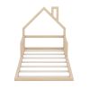 Twin Size Wood Floor Bed with House-shaped Headboard