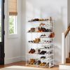 Double Row 9 Tier Shoe Rack with Handles Non Woven Fabric Shoe Organizer with Sturdy Iron Tubes PP Pads and Plastic Connectors Space Saving Closet Sto