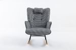 35.5 inch Rocking Chair, Soft Houndstooth Fabric Leather Fabric Rocking Chair for Nursery