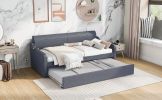 Twin Size Upholstery DayBed with Trundle and USB Charging Design; Trundle can be flat or erected