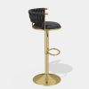 Set of 2 Velvet Bar Stools, Counter Height Stools with Low Back, Gold Swivel Bar Chairs for Kitchen Island, Bar