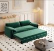 66" Queen Pull Out Sofa Bed, 3-in-1 Convertible Sleeper Sofa with Side Storage,Multi-Functional Velvet Loveseat Bed for Living Room,Bedroom,Apartment