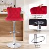 Velvet Bar Stools Set of 2 with Backrest - Swivel & Footrest - 30'' Counter Height