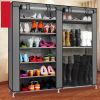 6 Tier Double Row Shoe Rack Organizer with 9 or 12 Compartments Non Woven Fabric Shoe Storage Cabinet Space Saving Shoe Shelf for Entryway Closet Bedr