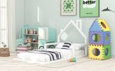 Twin Size Wood Floor Bed with House-shaped Headboard