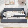 Twin Size Upholstery DayBed with Trundle and USB Charging Design; Trundle can be flat or erected