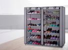 6 Tier Double Row Shoe Rack Organizer with 9 or 12 Compartments Non Woven Fabric Shoe Storage Cabinet Space Saving Shoe Shelf for Entryway Closet Bedr